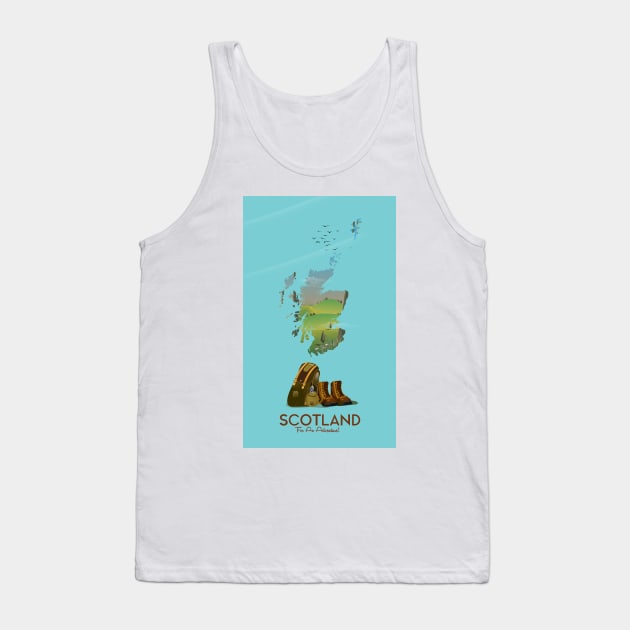 Scotland Map Travel Poster Tank Top by nickemporium1